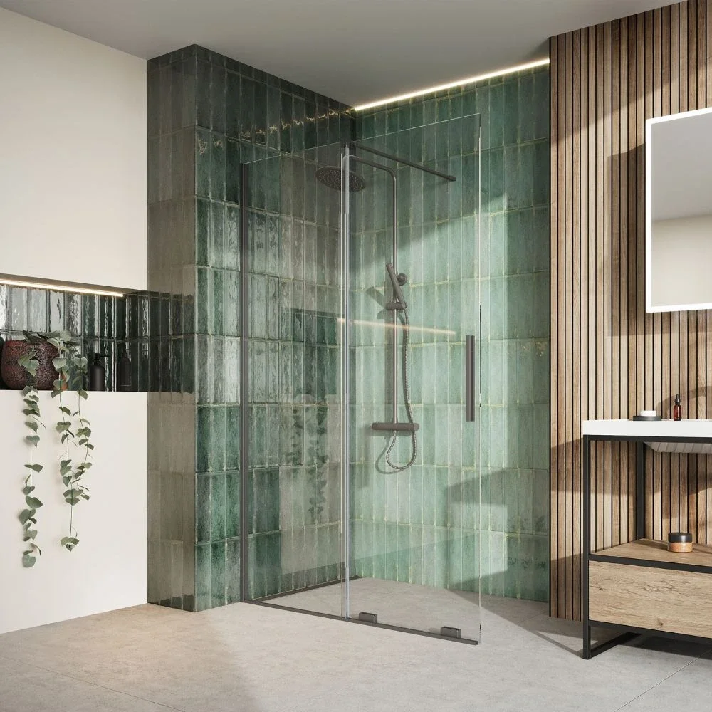 Lancia Momentum Sliding Wetroom Shower Door Gunmetal