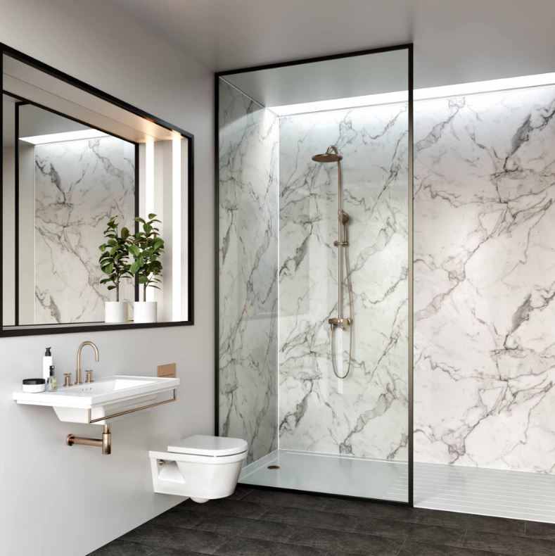 Multipanel Linda Barker Calacatta Marble Laminated Shower Panel Board