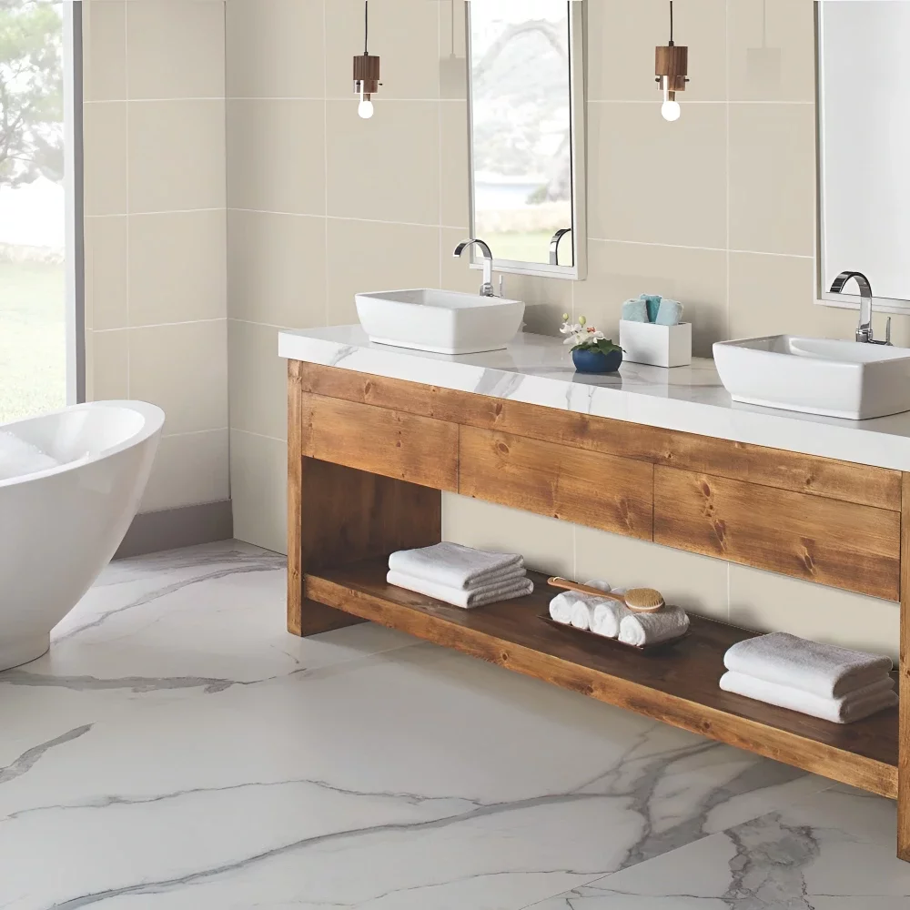 Multipanel Taupe Grey Large Tile Effect Shower Board