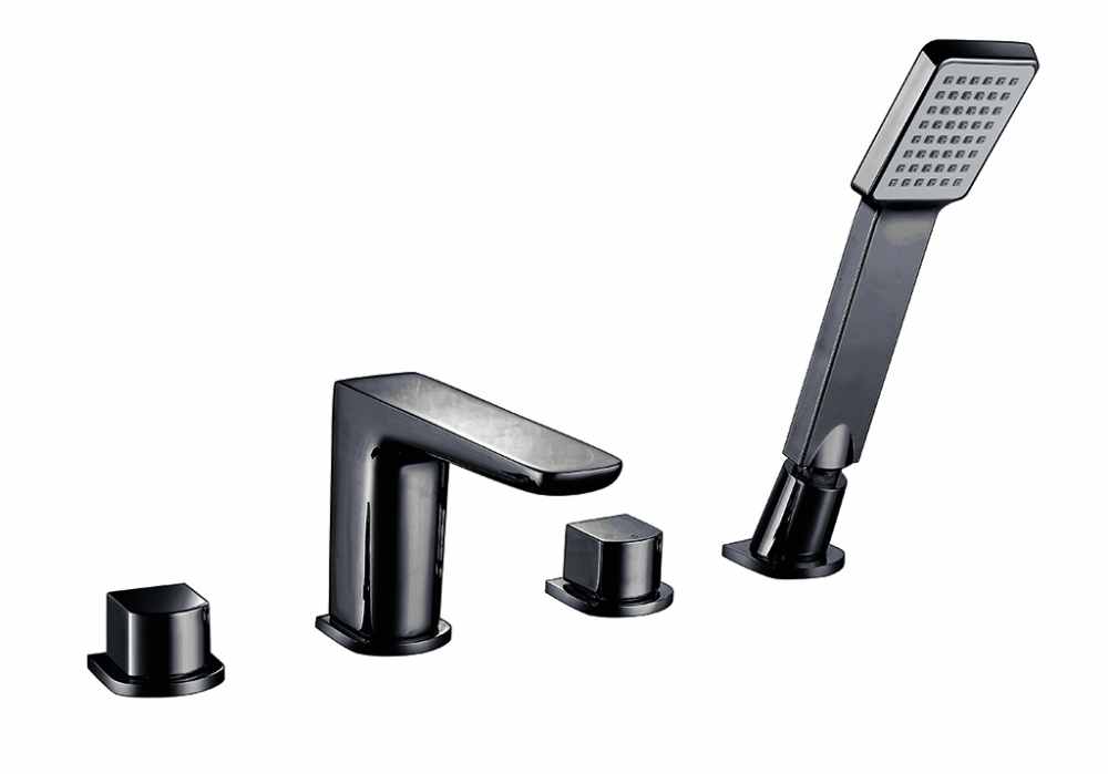 Nero 4 Hole Bath Mixer - Black Finish
