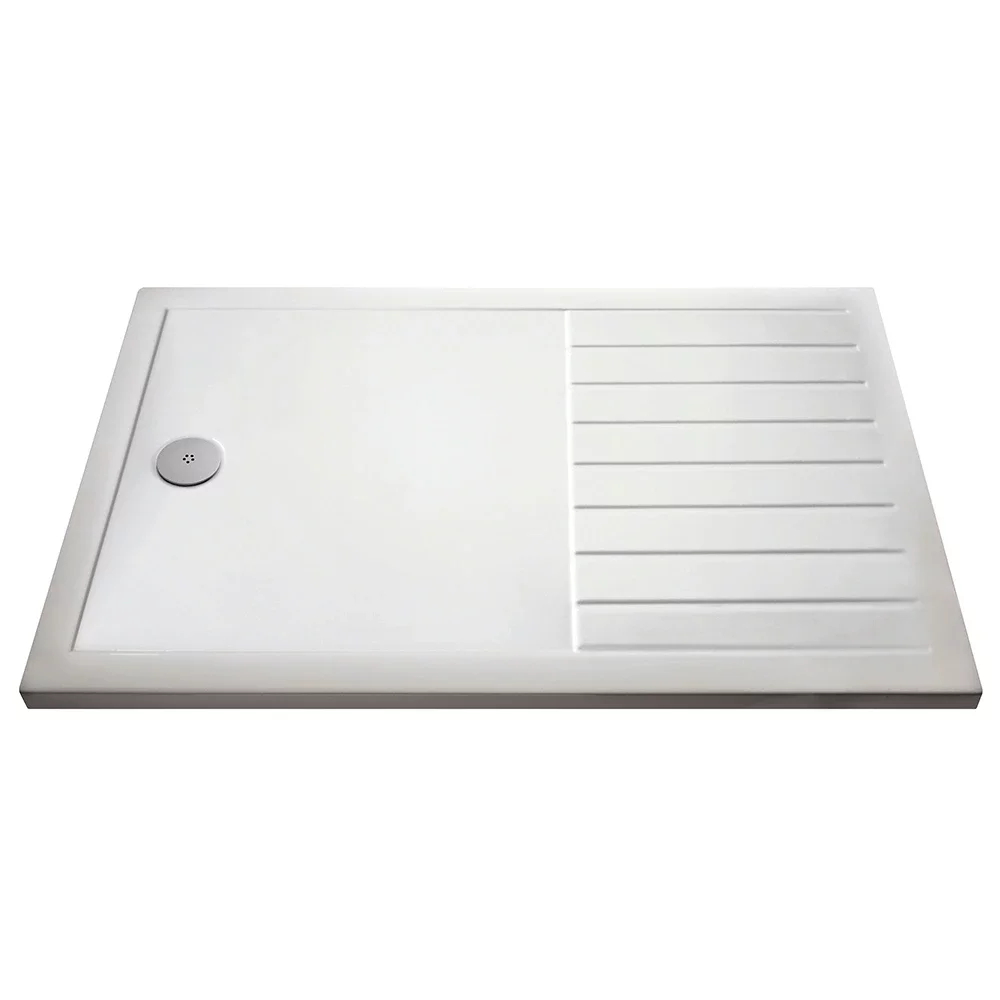 Nuie Pearlstone 1600 x 800mm Walk In Shower Tray With Drying Area