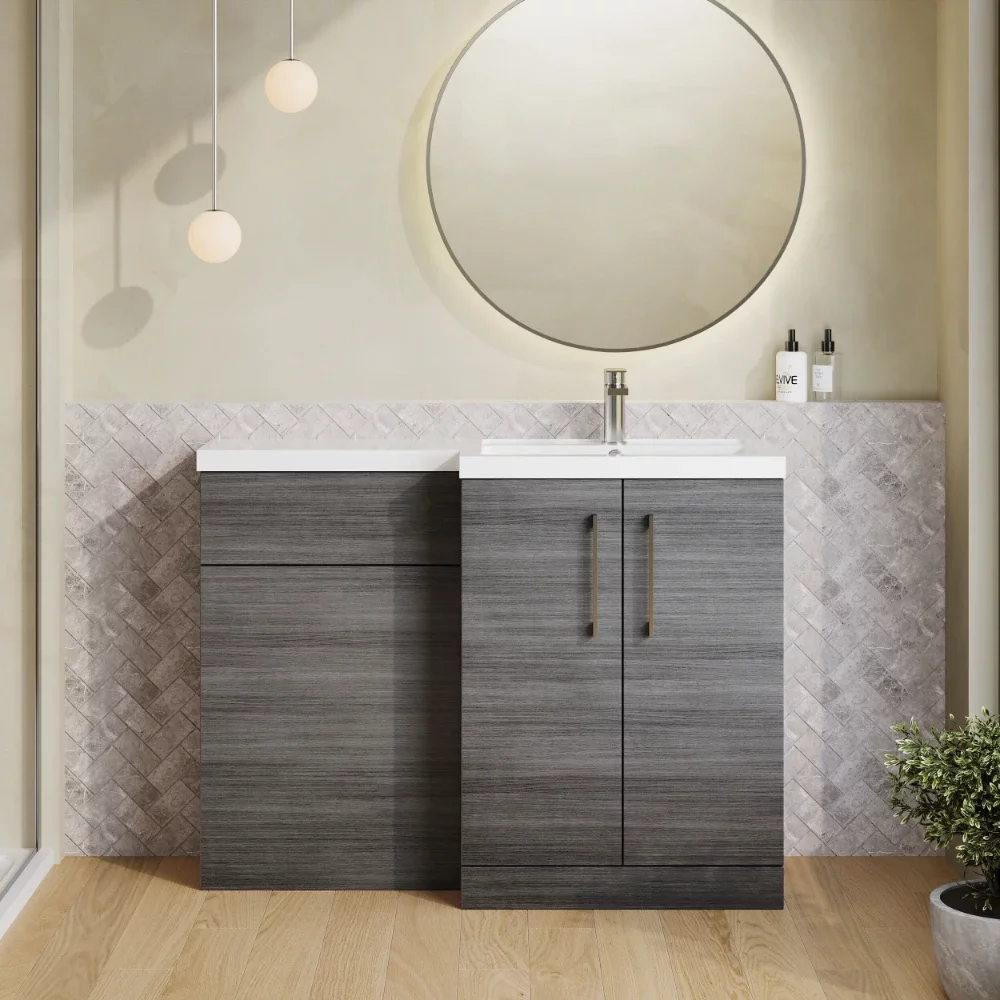 Nuie Arno Anthracite Right Hand Floor Standing Unit and Basin