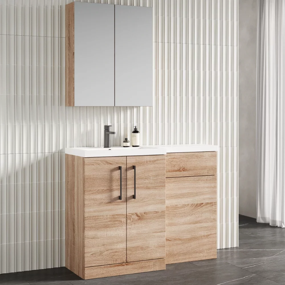 Nuie Arno Bleached Oak Floor Standing Unit and Basin