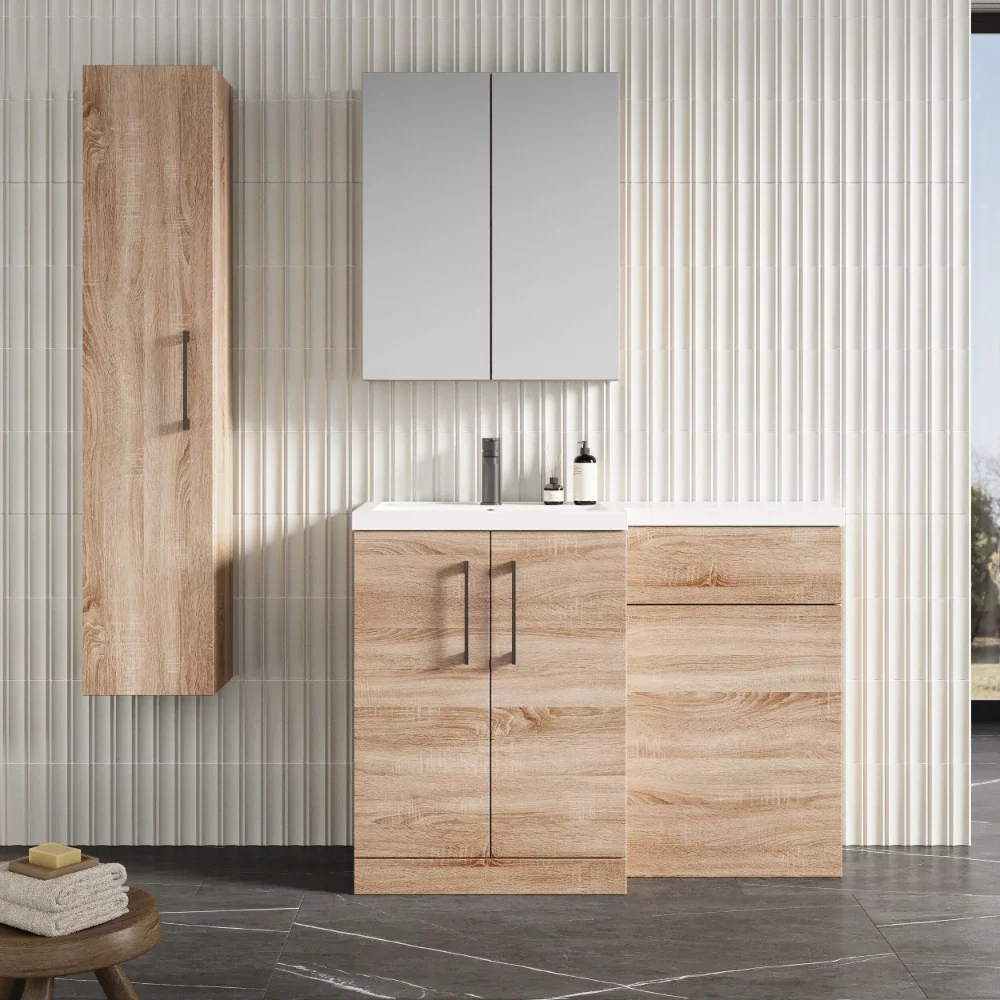 Nuie Arno Bleached Oak Floor Standing Unit and Basin