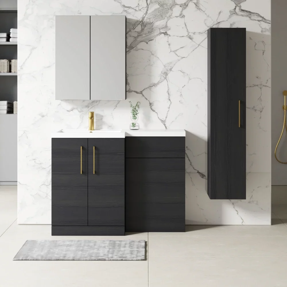 Nuie Arno Charcoal Black Floor Standing Unit and Basin