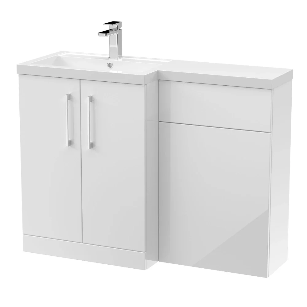 Nuie Arno Gloss White Floor Standing Unit and Basin