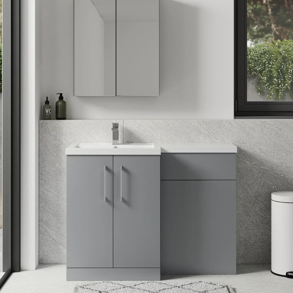 Nuie Arno Satin Grey Floor Standing Unit and Basin