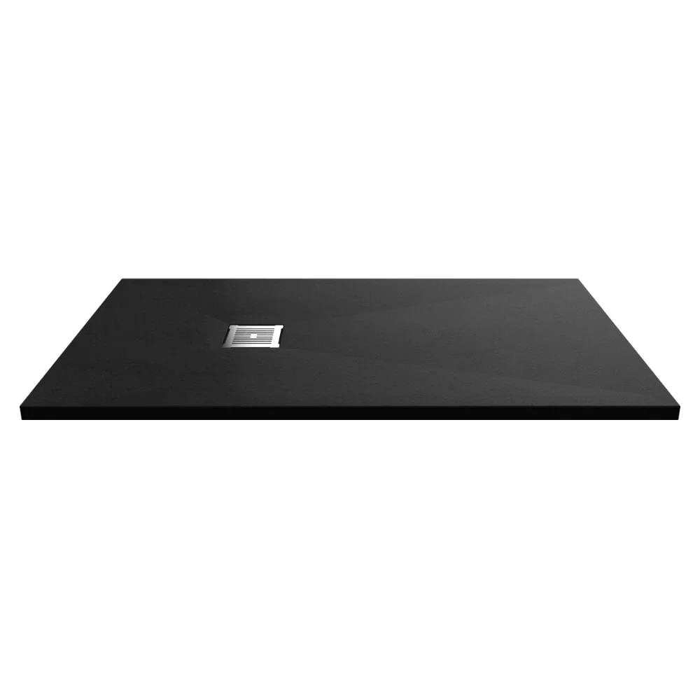 Nuie Pearlstone 1400 x 800mm Black Slate Slimline Rectangular Shower Tray