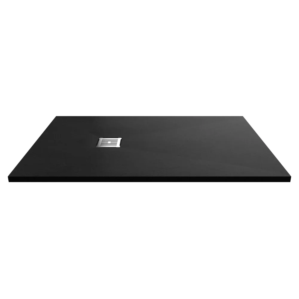 Nuie Pearlstone 1400 x 900mm Black Slate Slimline Rectangular Shower Tray