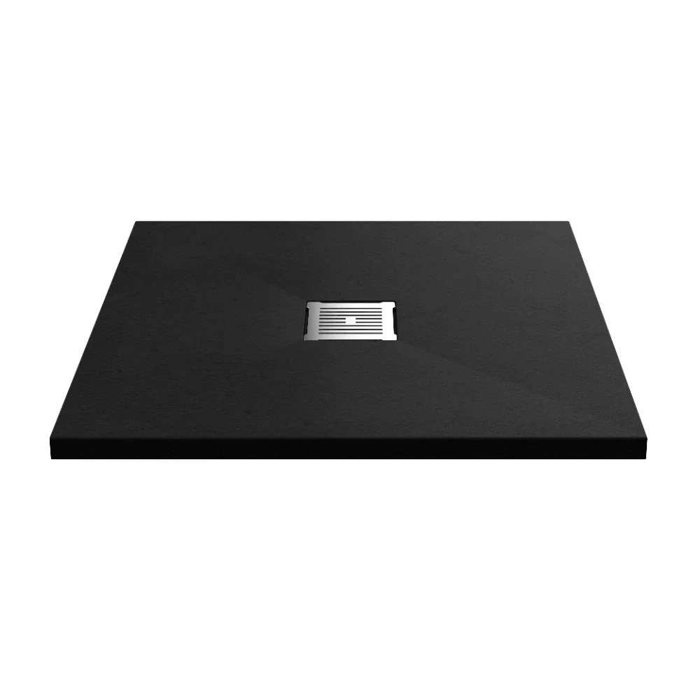 Nuie Pearlstone 800 x 800mm Black Slate Slimline Square Shower Tray