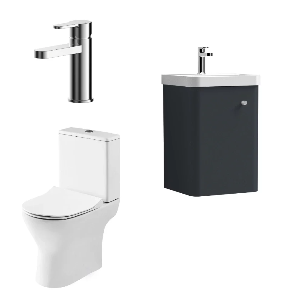 Nuie Deco Wall Hung Black Cloakroom Suite