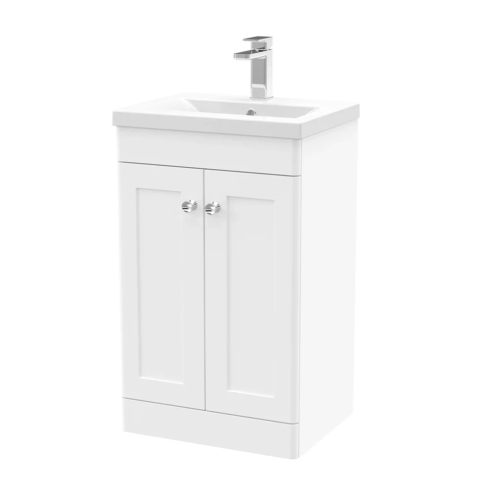 Nuie Classique 500mm Satin White Vanity Unit with Basin