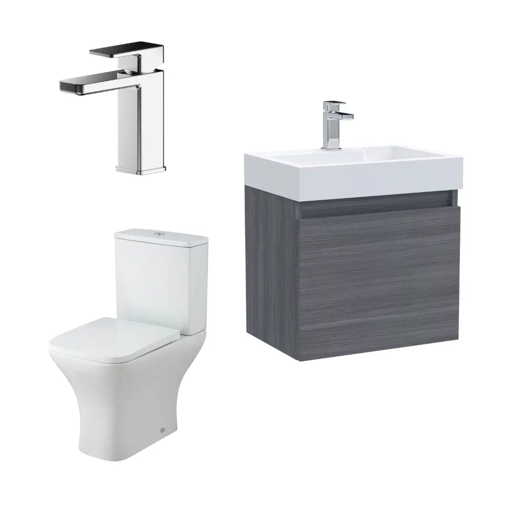Nuie Deco Anthracite Wall Hung Cloakroom Suite