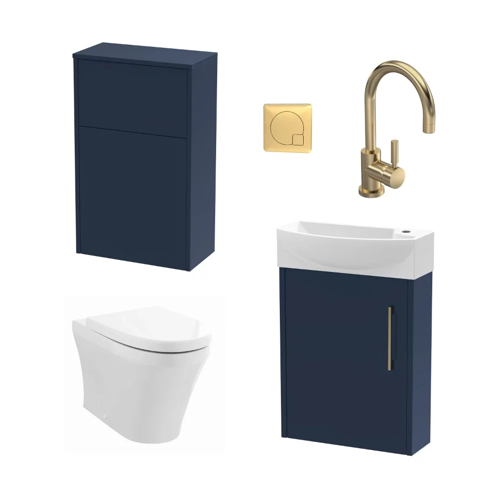 Nuie Deco Blue Wall Hung Cloakroom Suite