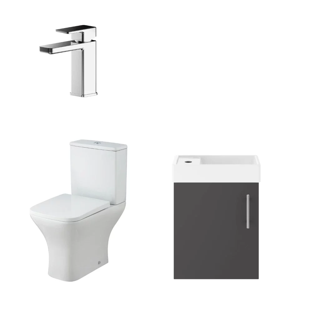 Nuie Deco Charcoal Black Wall Hung Cloakroom Set