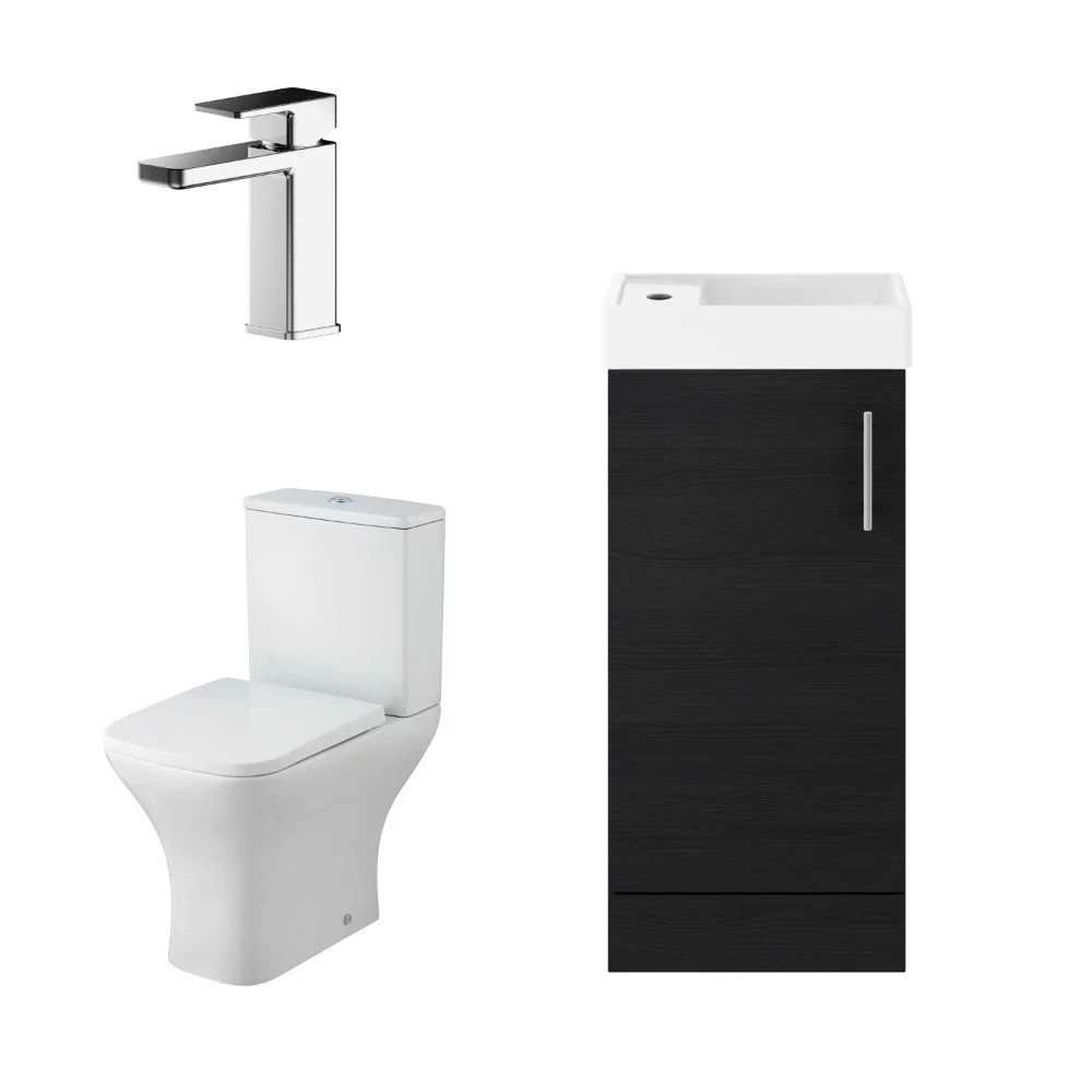 Nuie Deco Floor Standing Charcoal Black Cloakroom Suite