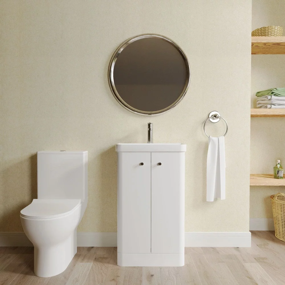 Nuie Deco Floor Standing Gloss White Cloakroom Set