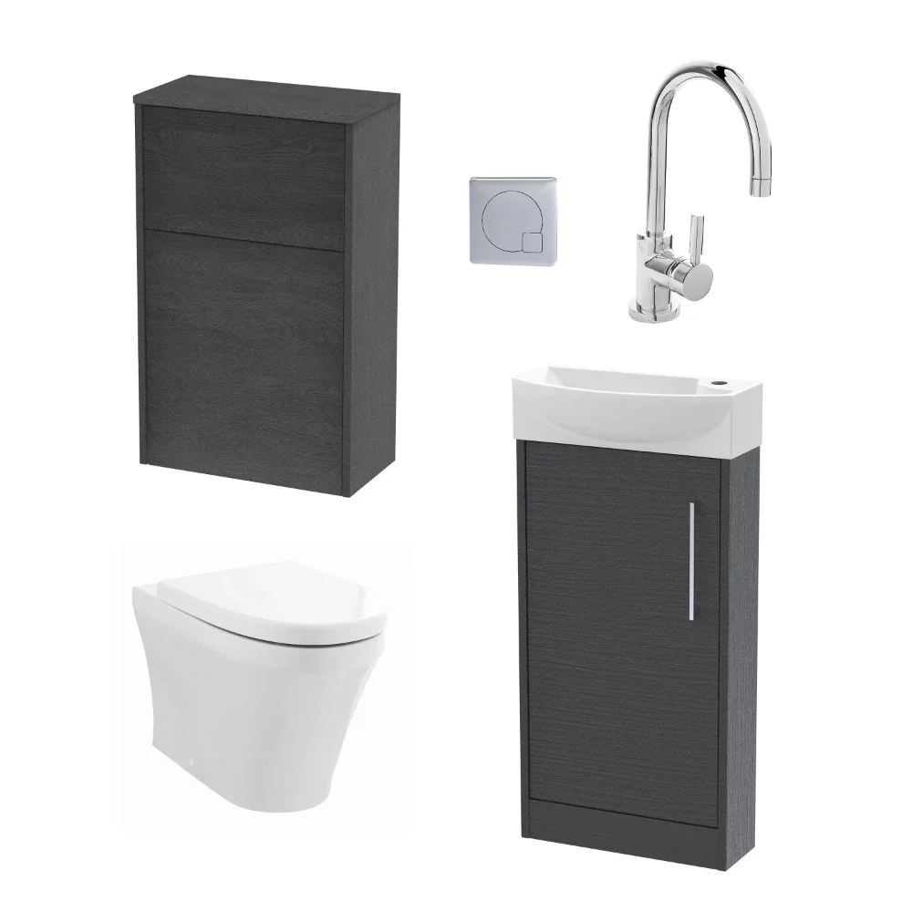 Nuie Deco Floor Standing Graphite Grey Cloakroom Suite