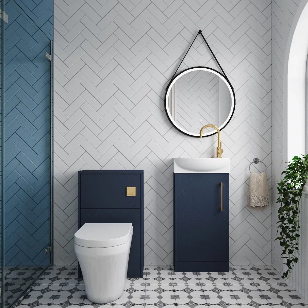 Nuie Deco Floor Standing Midnight Blue Cloakroom Suite