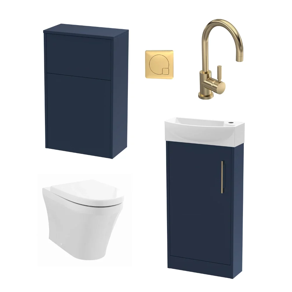 Nuie Deco Floor Standing Midnight Blue Cloakroom Suite