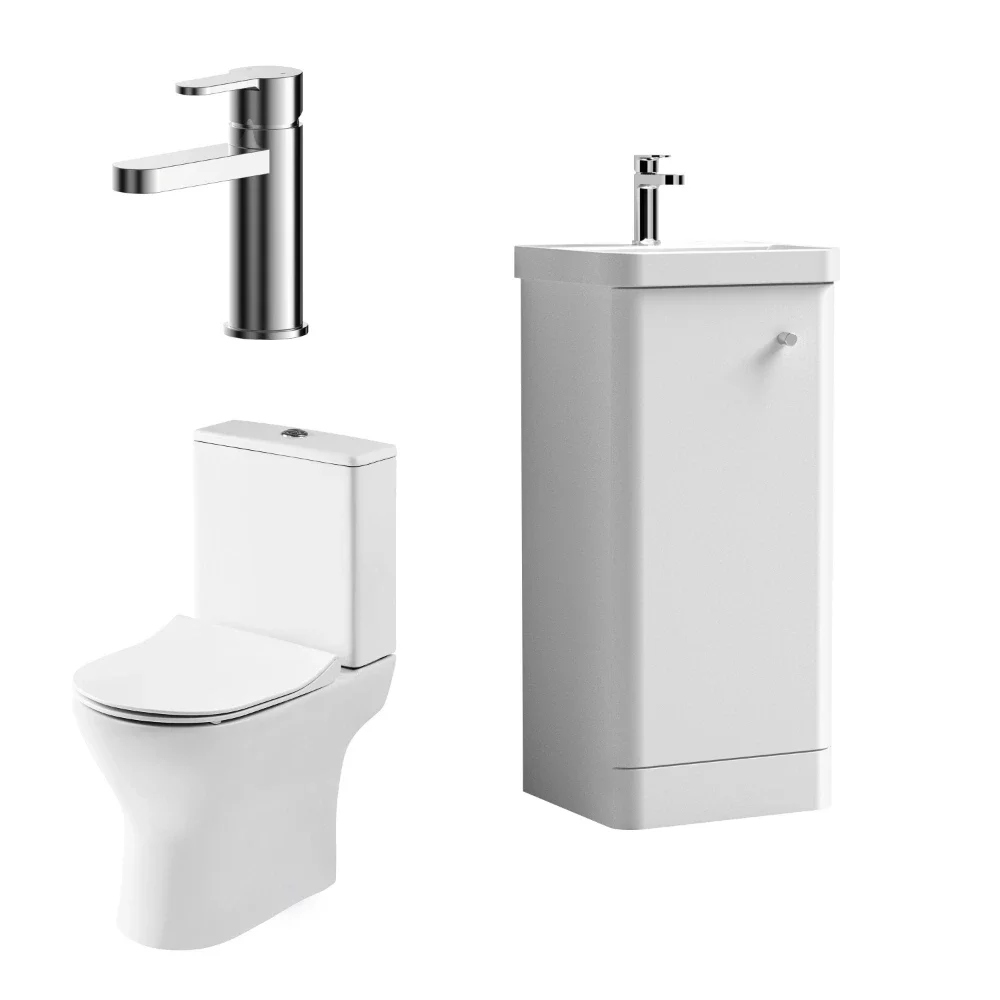 Nuie Deco Gloss White Floor Standing Cloakroom Set