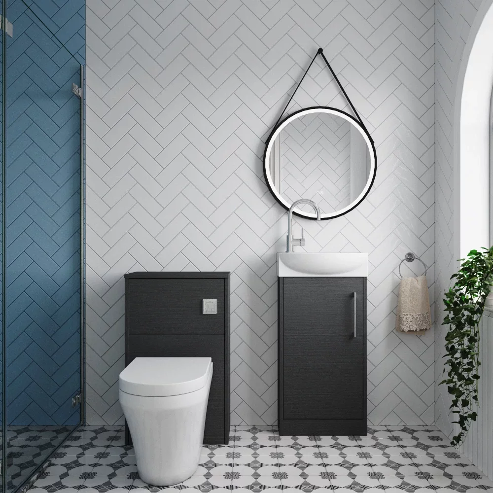 Nuie Deco Graphite Grey Floor Standing Cloakroom Suite