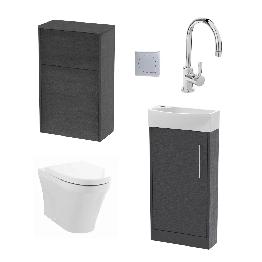 Nuie Deco Graphite Grey Floor Standing Cloakroom Suite