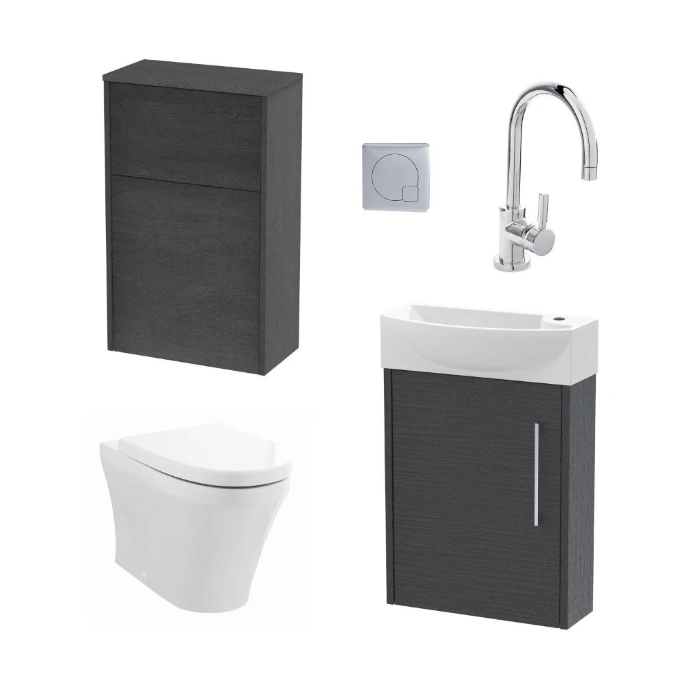Nuie Deco Coastal Grey Wall Hung Cloakroom Suite