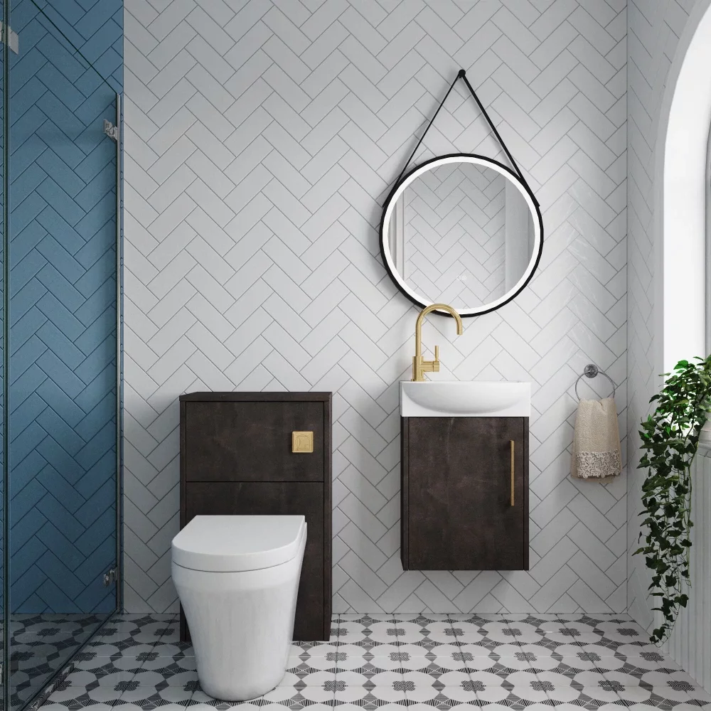 Nuie Deco Wall Hung Graphite Grey Cloakroom Suite