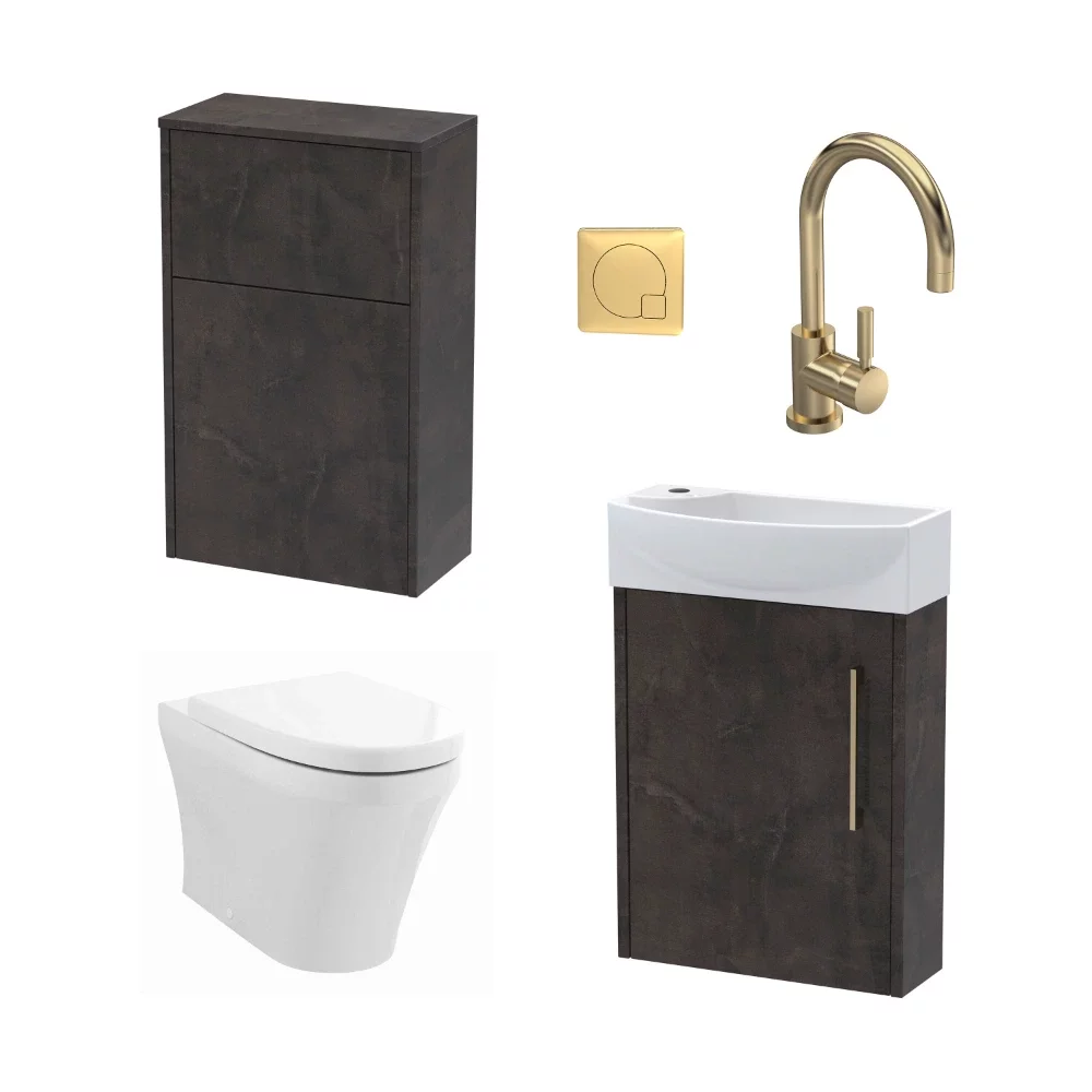 Nuie Deco Wall Hung Graphite Grey Cloakroom Suite