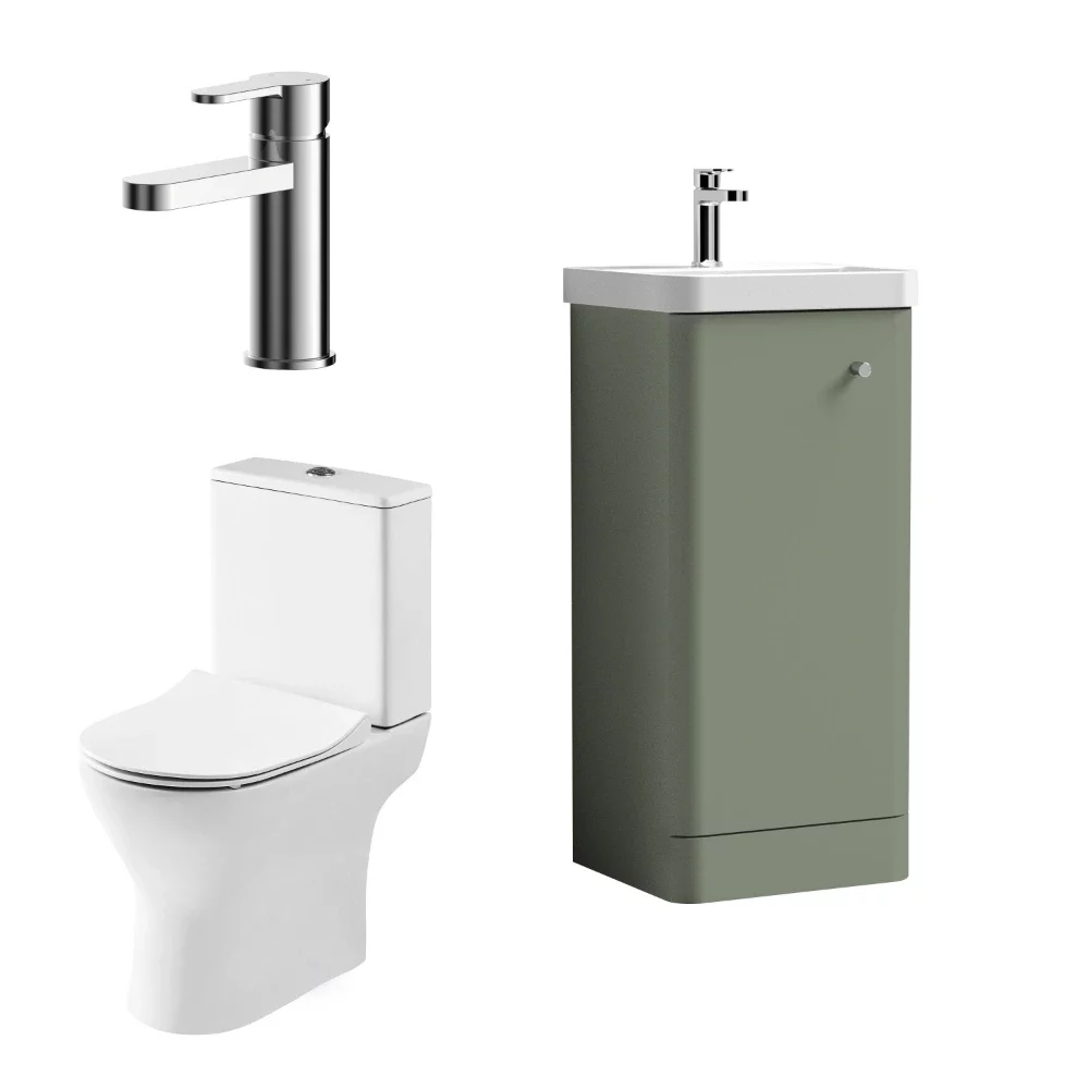 Nuie Deco Floor Standing Satin Green Cloakroom Set