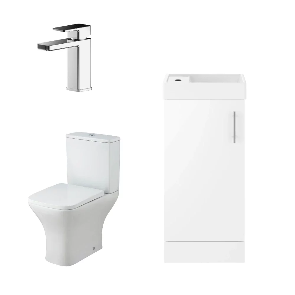 Nuie Vault Floor Standing Gloss White Cloakroom Suite