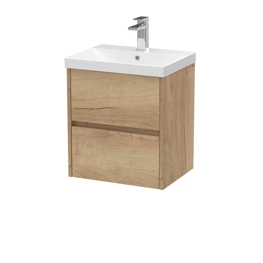 Nuie Havana 500mm Autumn Oak Wall Hung Vanity Unit & Thin Edge Basin