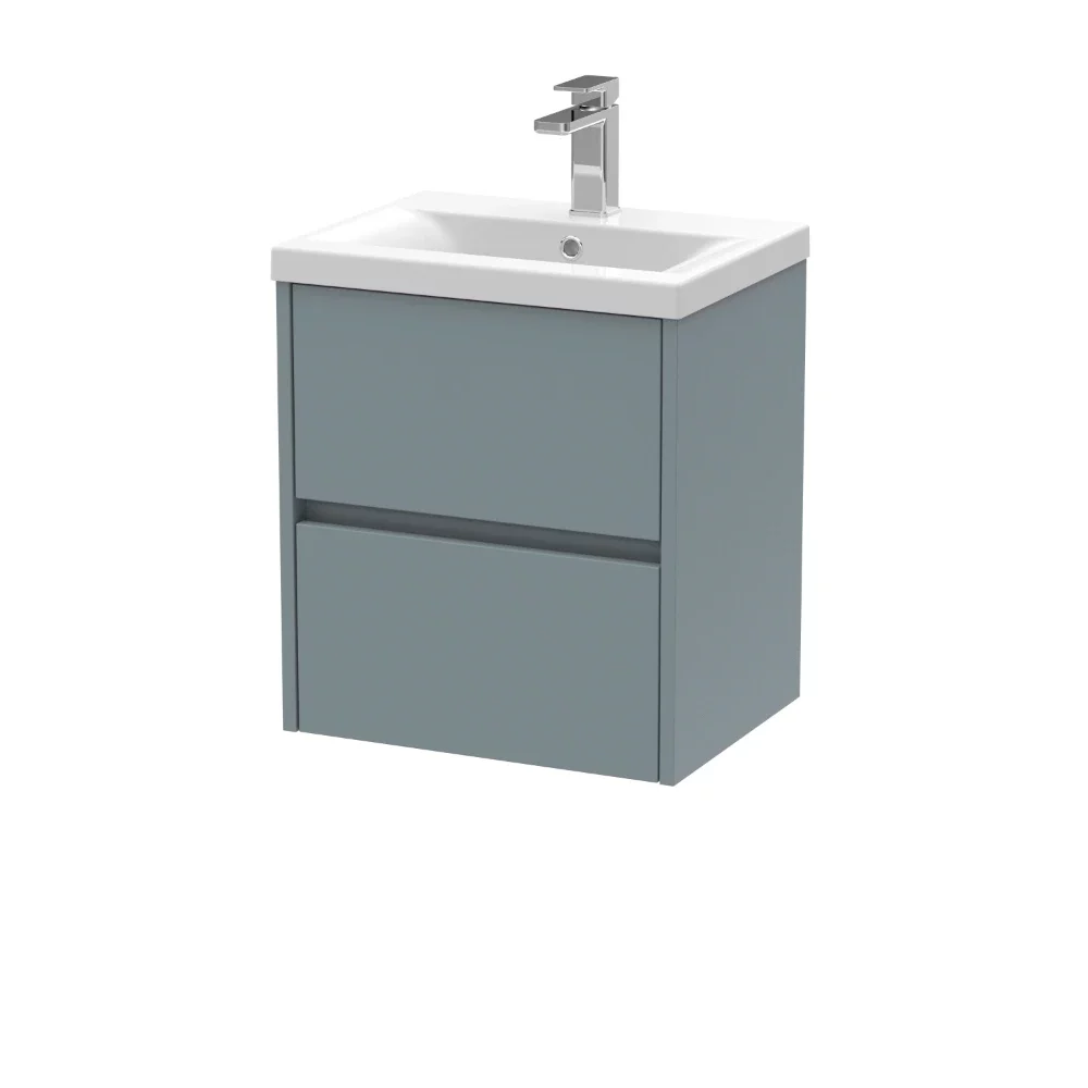 Nuie Havana 500mm Coastal Grey Wall Hung Vanity Unit & Mid Edge Basin