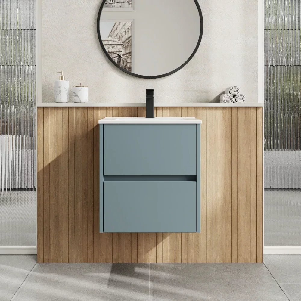 Nuie Havana Coastal Grey Wall Hung Vanity Unit & Minimalist Basin
