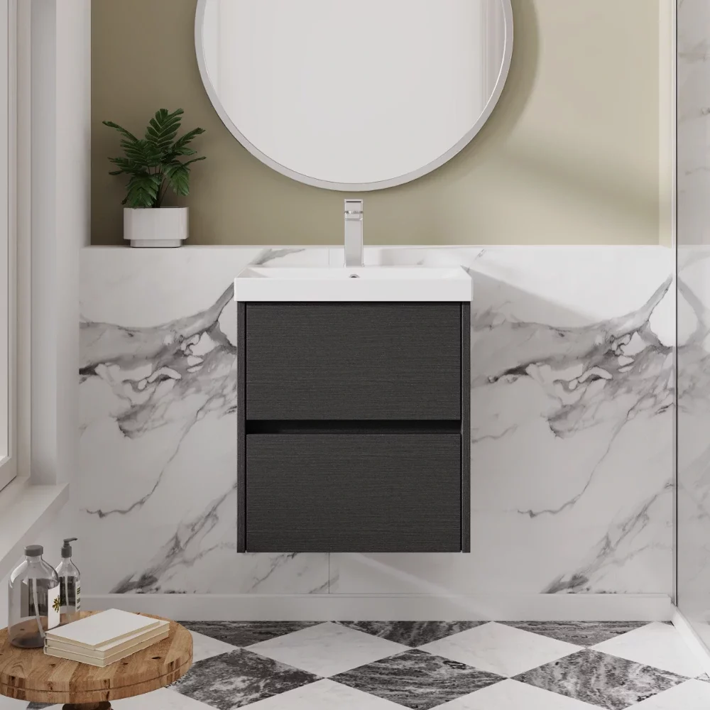 Nuie Havana Graphite Grey Wall Hung Vanity Unit & Thin Edge Basin