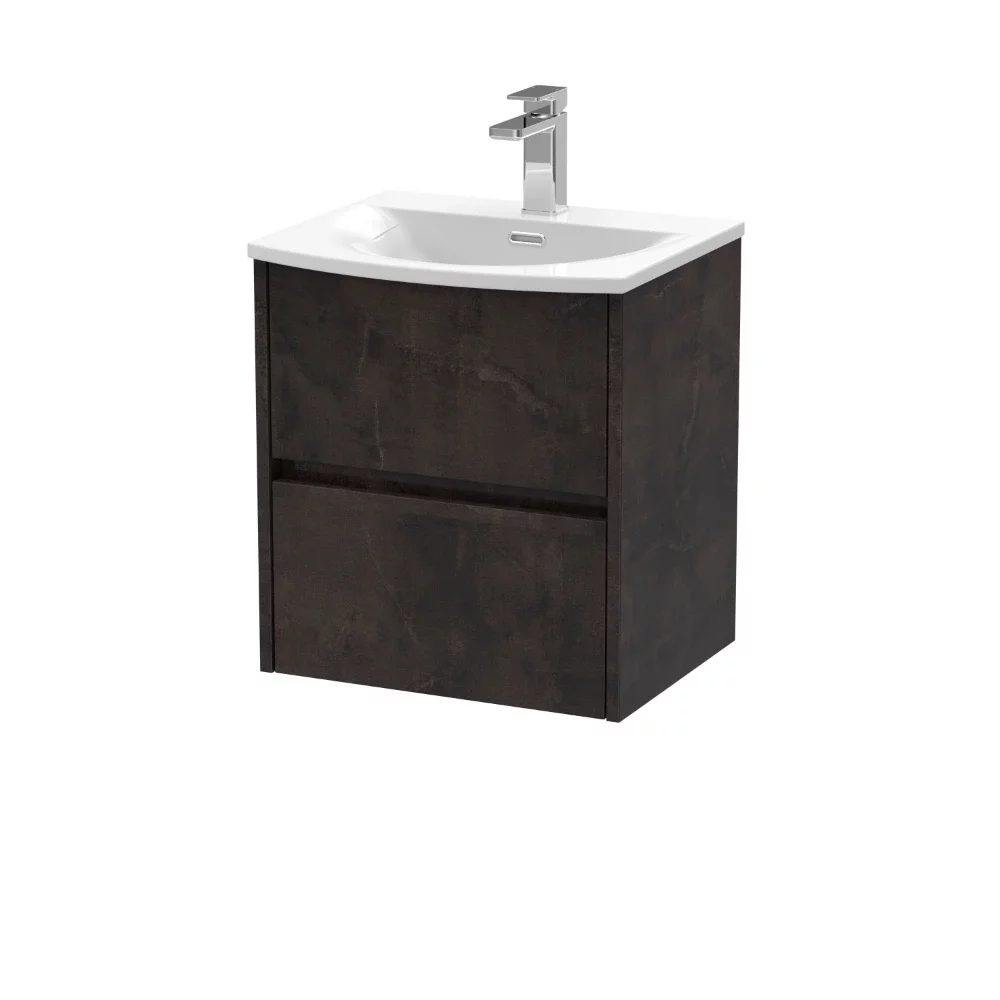 Nuie Havana 500mm Metallic Slate Wall Hung Vanity Unit & Curved Basin