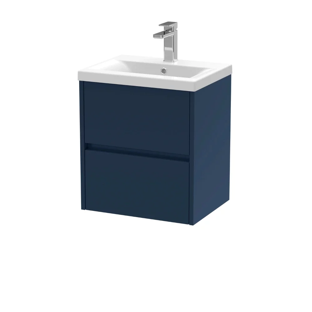 Nuie Havana 500mm Midnight Blue Wall Hung Vanity Unit & Mid Edge Basin
