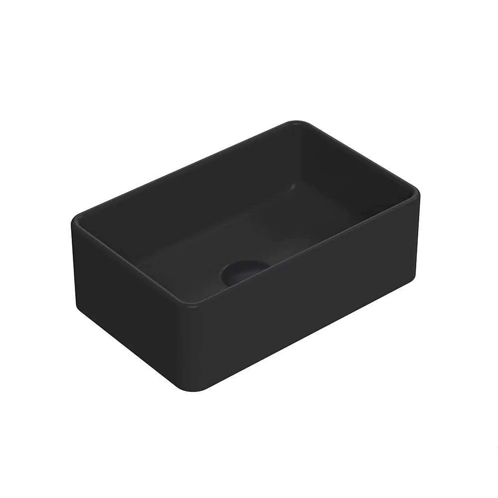 Nuie Luxe 365mm Black Rectangular Countertop Basin
