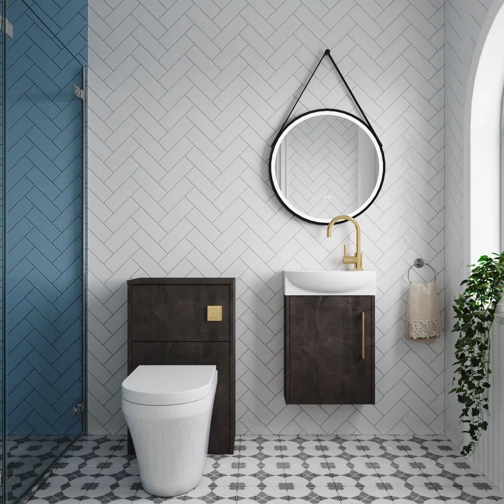 Nuie Deco Wall Hung Metallic Slate Cloakroom Suite