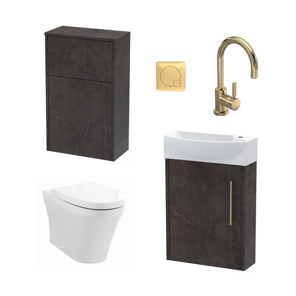 Nuie Deco Wall Hung Metallic Slate Cloakroom Suite
