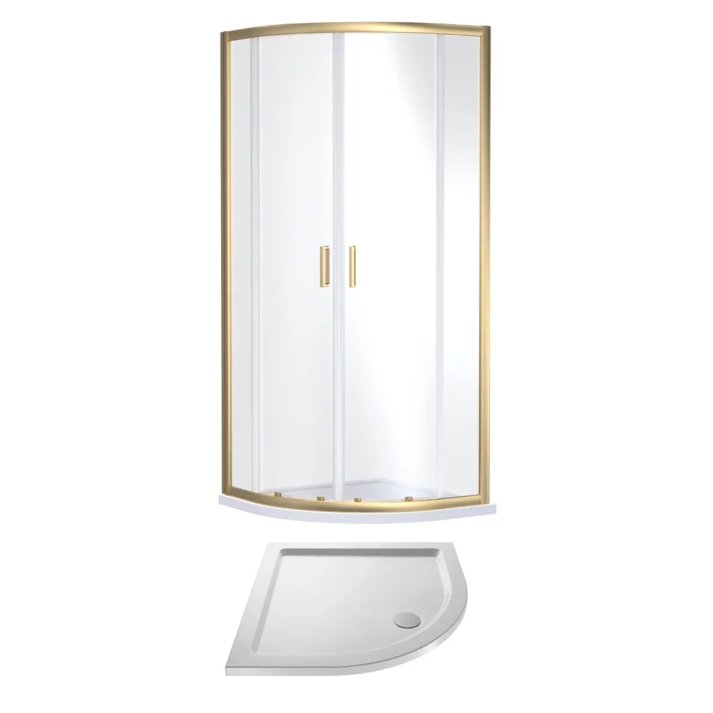 Nuie Rene Brushed Brass 800mm Quadrant Shower Enclosure & Tray