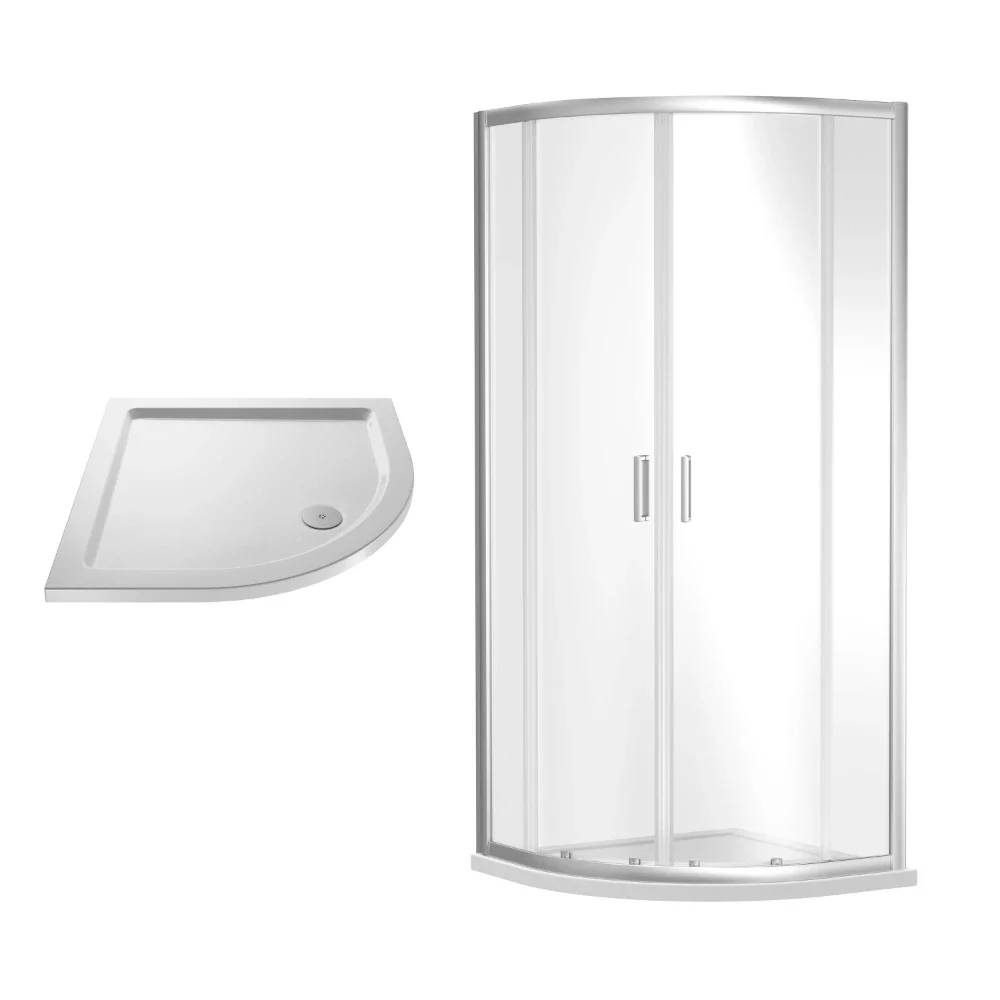 Nuie Rene Chrome Framed 800mm Quadrant Shower Enclosure with Tray