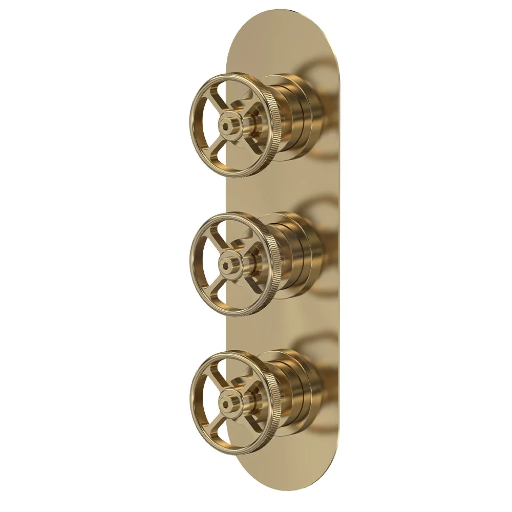 Nuie Revolution Brushed Brass 3 Way Shower Valve