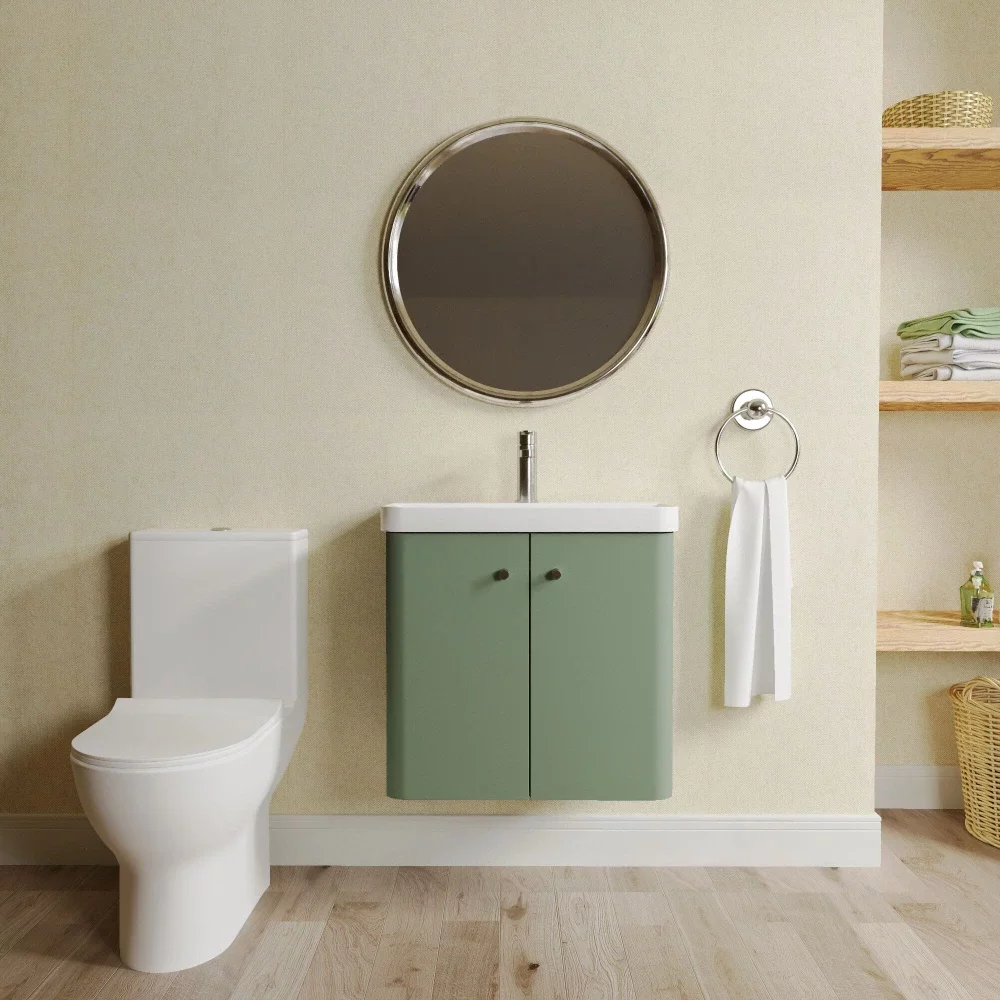Nuie Core Wall Hung Satin Green Cloakroom Suite