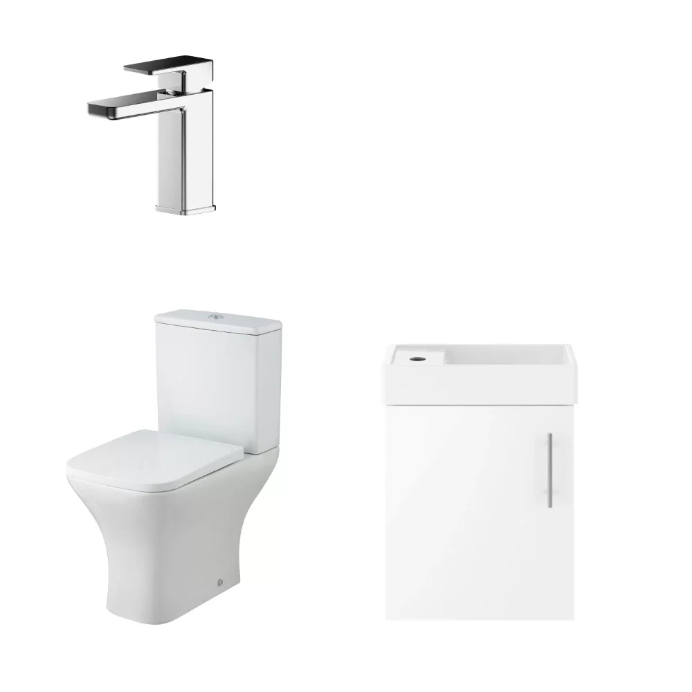 Nuie Vault Wall Hung Gloss White Compact Cloakroom Suite
