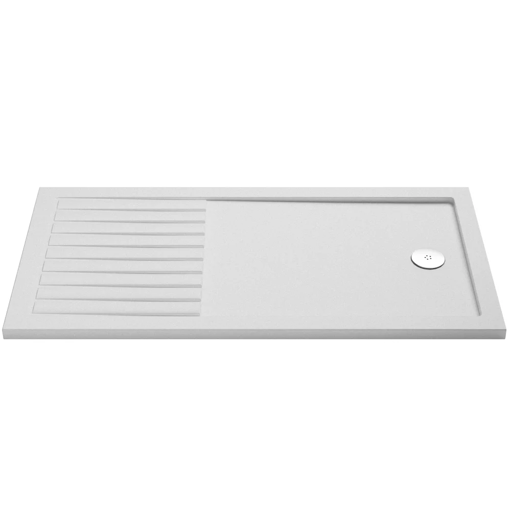 Nuie Pearlstone 1700 x 800mm Anti Slip Walk In Shower Tray With Drying Area