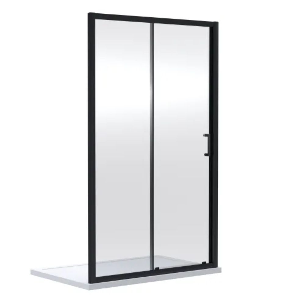 Nuie Rene Matt Black 1400mm Sliding Shower Door