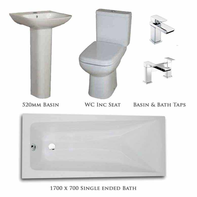 Origin Full Bathroom Suite With 1700 x 700mm Atlanta Bath - Frontline Bathrooms