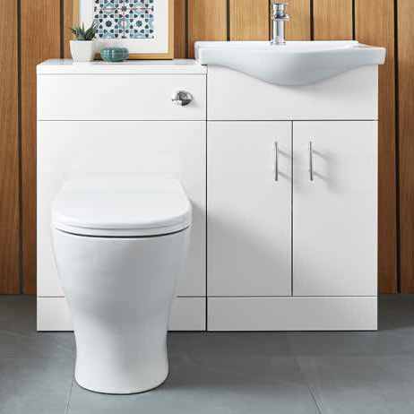 Espada Polar White Bathroom Furniture Pack Inc Toilet Pan, Seat & Basin